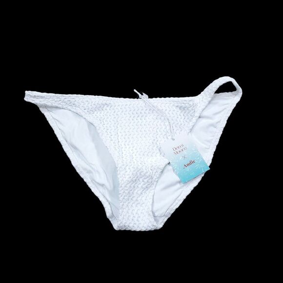 Andie Swim X Demi Moore Tropez Bikini Bottom White Crochet Textured Size Large - Picture 2 of 8